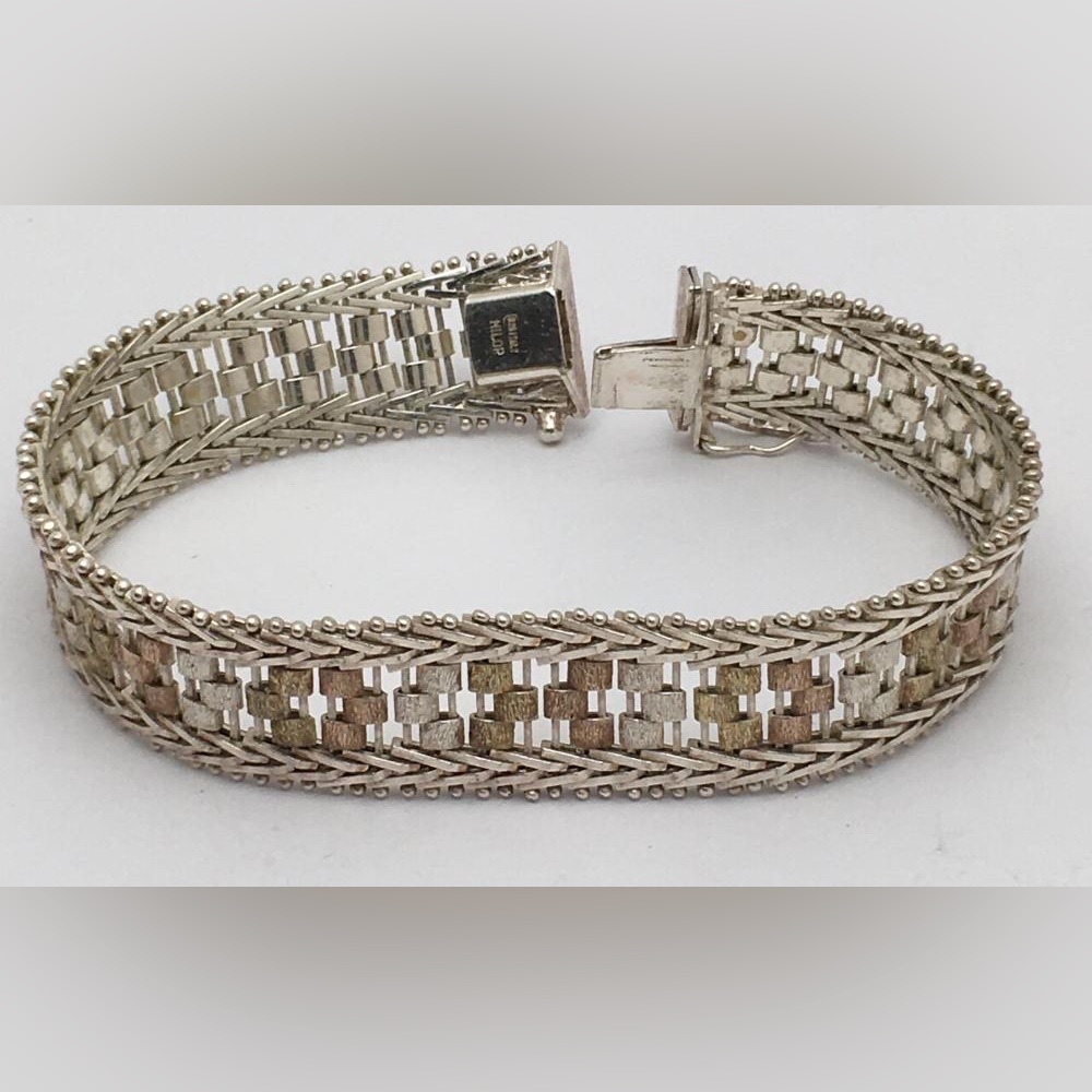 8” Sterling Silver Italian Milor Two Tone Bracelet